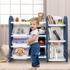 Kids' Toy Storage Organizer with Bins & Multi-Layer Shelf product image