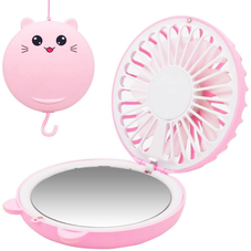 Lucky Cat Portable Personal Fan and Handheld Make Up Mirror product image