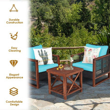 3-Piece Wood and Wicker Patio Furniture Set product image