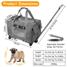 Rolling Pet Carrier with Telescopic Handle & Shoulder Strap by iMounTEK® product image