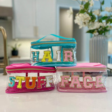 Clear Cosmetic Bag with Chenille Letters product image