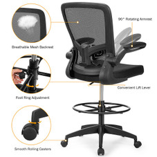 Height-Adjustable Drafting Chair with Flip-up Arms product image