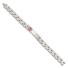 Stainless Steel Brushed & Polished Red Enamel Medical ID Bracelet  product image