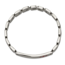 Stainless Steel Brushed & Polished Red Enamel Medical ID Bracelet  product image