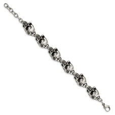 Polished Stainless Steel Skulls Bracelet  product image