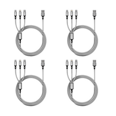 4-Foot 3-in-1 Nylon Braided Charging Cable - Lightning, USB-C, Micro-USB (1- to 5-Pack) product image