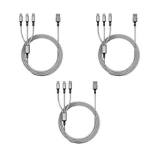 4-Foot 3-in-1 Nylon Braided Charging Cable - Lightning, USB-C, Micro-USB (1- to 5-Pack) product image
