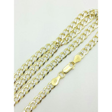 .925 Sterling Silver Italian Gold-Plated Pavé Cuban Curb Link Chain product image