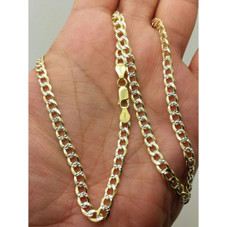 .925 Sterling Silver Italian Gold-Plated Pavé Cuban Curb Link Chain product image