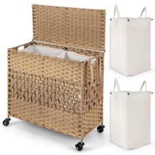 110L 2-Section Laundry Hamper with 2 Removable & Washable Liner Bags product image