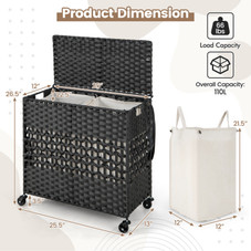 110L 2-Section Laundry Hamper with 2 Removable & Washable Liner Bags product image