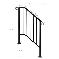 Outdoor 2- or 3-Step Wrought Iron Handrail product image