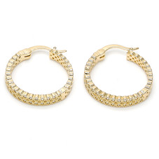 Gold-Filled High-Polish Nugget Hoop Earrings with Micro Pavé Setting product image