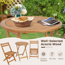 3-Piece Folding Patio Bistro Set with Slatted Tabletop product image