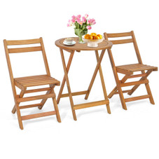 3-Piece Folding Patio Bistro Set with Slatted Tabletop product image