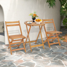 3-Piece Folding Patio Bistro Set with Slatted Tabletop product image