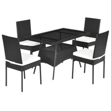 5-Piece Rattan Dining Set with Glass Table & High-Back Chair product image