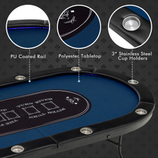 Foldable 10-Player Poker Table with LED Lights and USB Ports product image