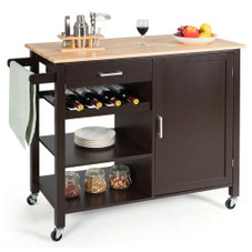 4-Tier Wood Kitchen Island/Rolling Serving Cart product image