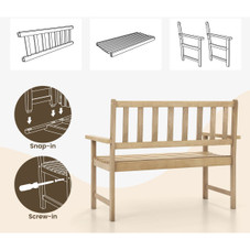 2-Person Outdoor Teak Wood Garden Bench with Backrest and Armrests product image