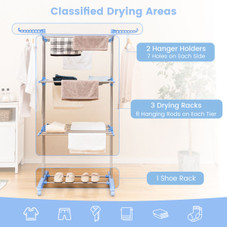4-Tier Clothes Drying Rack with Side Wings and Collapsible Shelves product image
