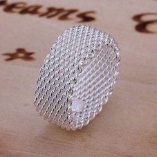 Sterling Silver-Plated Woven Mesh Ring product image