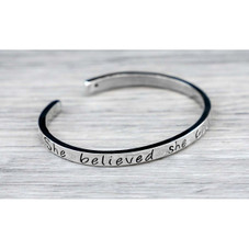 Engraved Inspirational Cuff Bangle - 'She Believed She Could, So She Did' product image