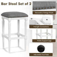 3-Height Square Saddle Stools with Footrests & Padded Seats (Set of 2) product image