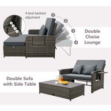 Rattan Loveseat Set with Ottoman product image