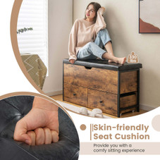 Flip Top Wooden Storage Bench with Cushion product image