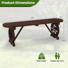 Rustic Wood Bench with Wagon Wheel Base product image