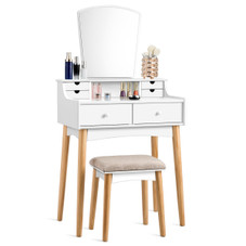 Vanity Table with Cushioned Stool product image