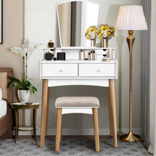 Vanity Table with Cushioned Stool product image