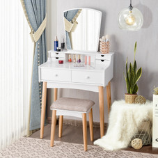 Vanity Table with Cushioned Stool product image