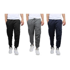 Men's Slim-Fit Cargo Pocket Fleece Jogger Sweatpants (1- or 3-Pack) product image