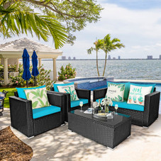 Costway 4-Piece Turquoise Rattan Patio Sofa Set product image