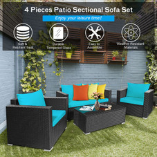 Costway 4-Piece Turquoise Rattan Patio Sofa Set product image