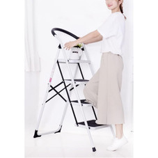 Neat-Living™ Folding 4-Step Iron Safety Step Ladder with Anti-Slip Tread product image