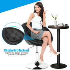 Costway Adjustable PU Leather Swivel Chair with Round Tufted Back product image