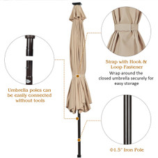 10-Foot Outdoor Patio Umbrella with Bright Solar LED Lights product image