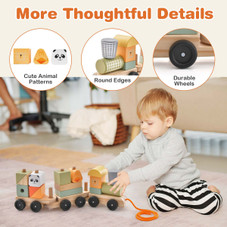 Toddler's Stackable 3-Section Wooden Train Set product image