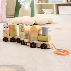 Toddler's Stackable 3-Section Wooden Train Set product image