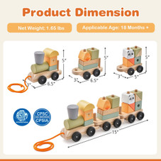 Toddler's Stackable 3-Section Wooden Train Set product image