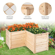 24-Inch L-Shaped Wooden Raised Garden Bed with Open-Ended Base product image