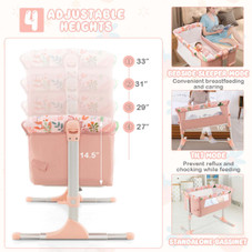 Folding Baby Bassinet Bedside Sleeper with 4 Adjustable Heights product image