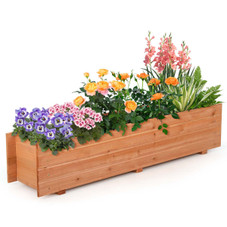 Fir Wood Planter Box with 2 Drainage Holes and 3 Added Bottom Crossbars product image