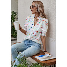 Women's Whimsy Polka Dot Puff Sleeve Blouse product image