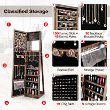 Lockable Standing Mirrored Jewelry Armoire product image