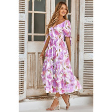 Women's Floral V-Neck Ruffle Midi Dress product image