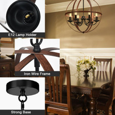 Rustic Vintage 6-Light Orb Chandelier with Bronze Finish product image
